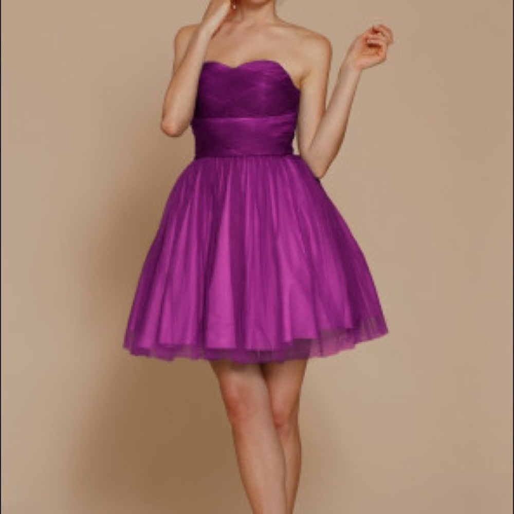 Purple Short Strapless Formal Prom / Graduation / Wedding Guest Dress